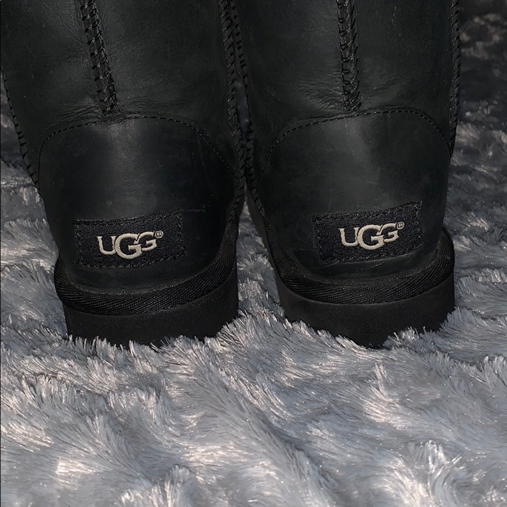Black Leather UGG boots Girls 5